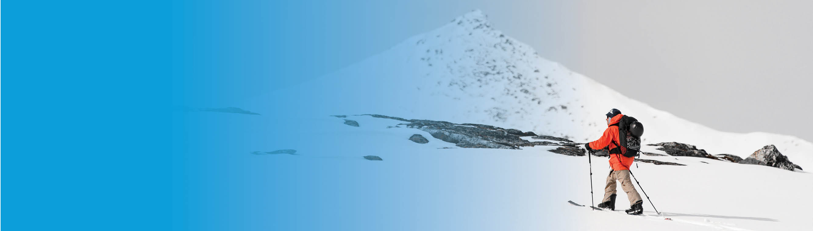 a man in snowy mountains